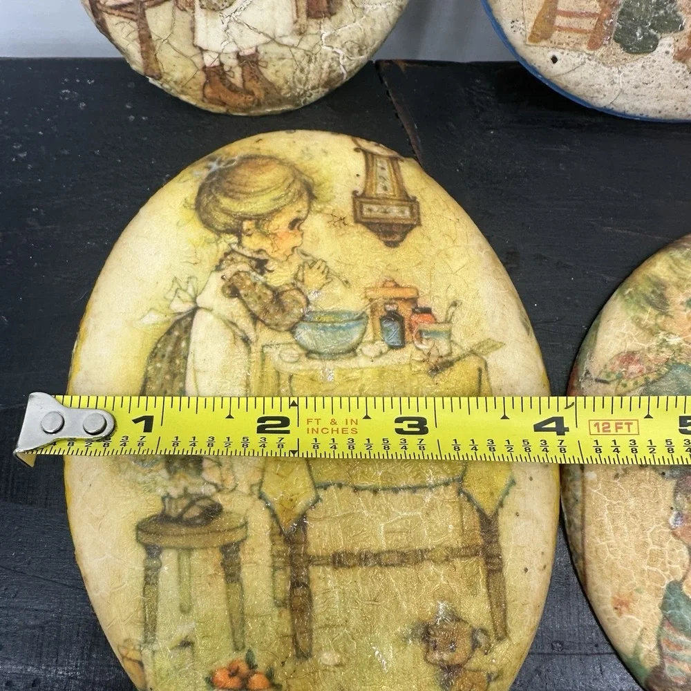 Lot Of 4 Holly Hobbie 1970s Vintage Wall Decor Decoupage Plaque Chalkware Small